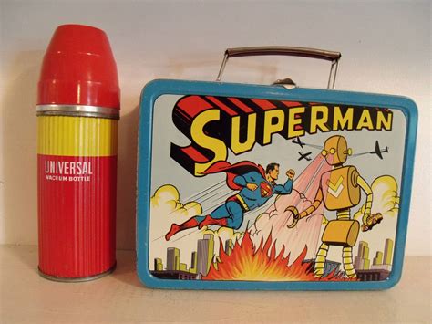 metal superman lunch box|1954 superman lunch box sale.